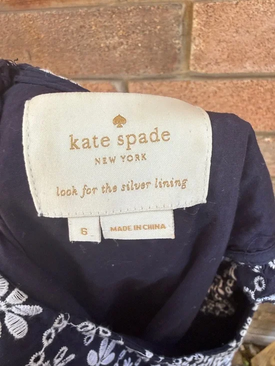 kate spade Navy & White Floral Sleeveless Fit-and-Flare Dress Size 6 - Picture 2 of 7